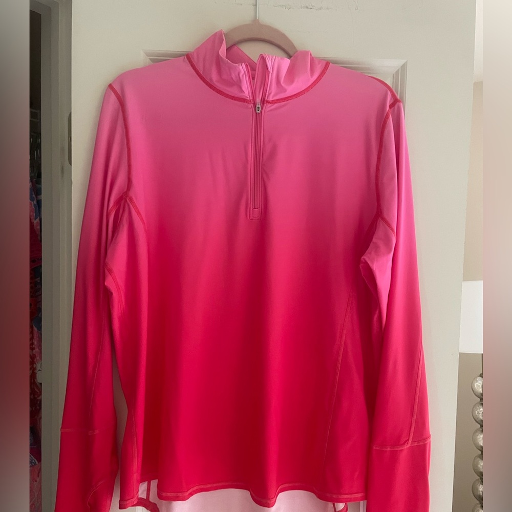 Gottex UV Bloq red pink ombre 1/4 zip. Size L